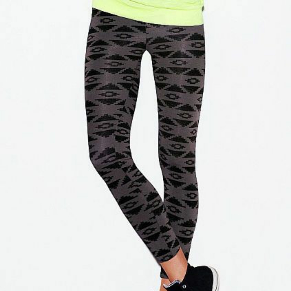 PINK | Black and Gray Aztec Leggings